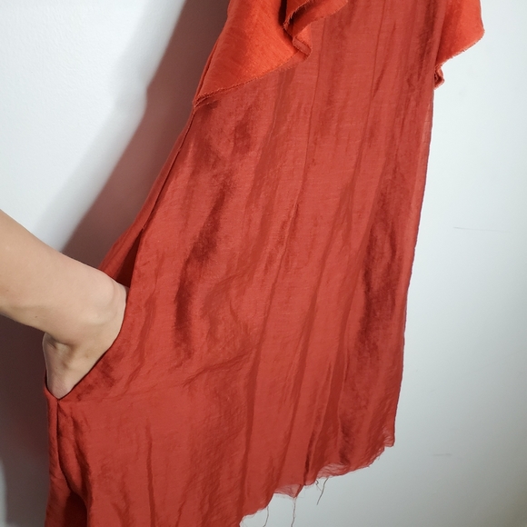 H&M CONCIOUS EXCLUSIVE rust mini dress w/ pockets - Picture 4 of 10